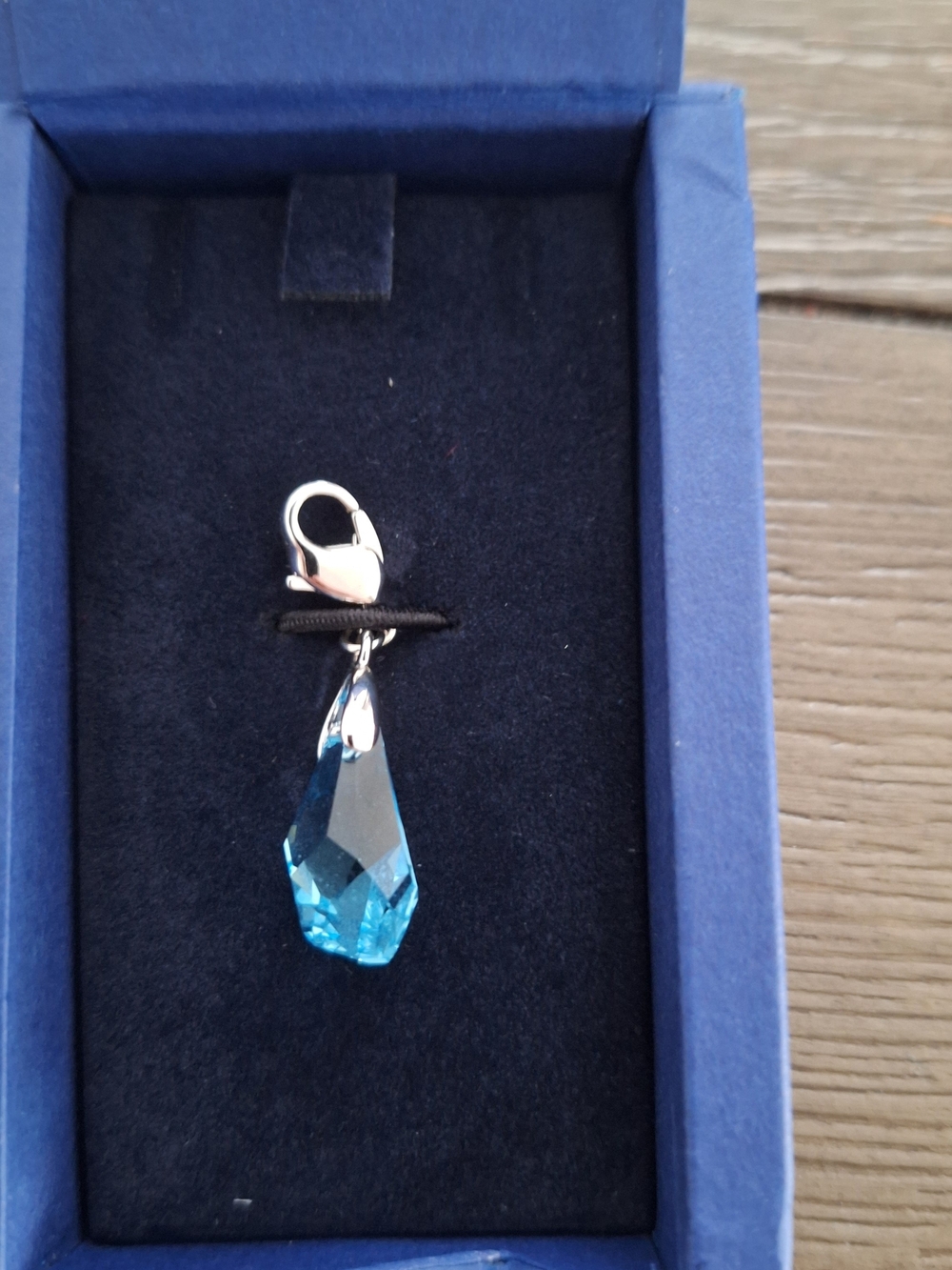 Swarovski Polygon Aqua Crystal Dangle Charm 17mm Silver Lobster Closure 1057950